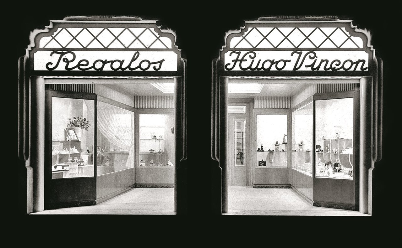 Fachada y escaparate de Vinçon en 1941.