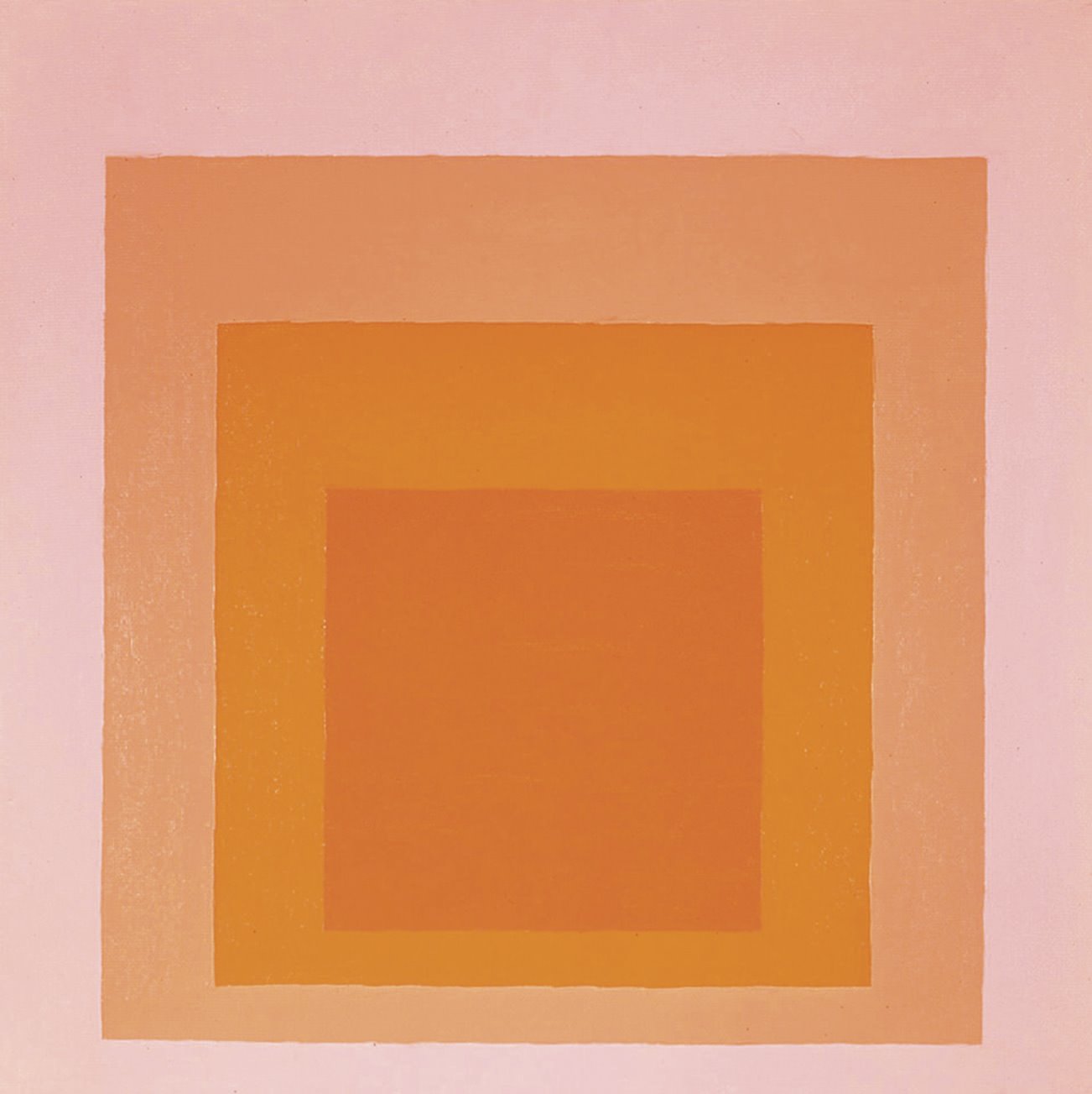 obra Homenaje al cuadrado de Josef Albers rosa y naranja