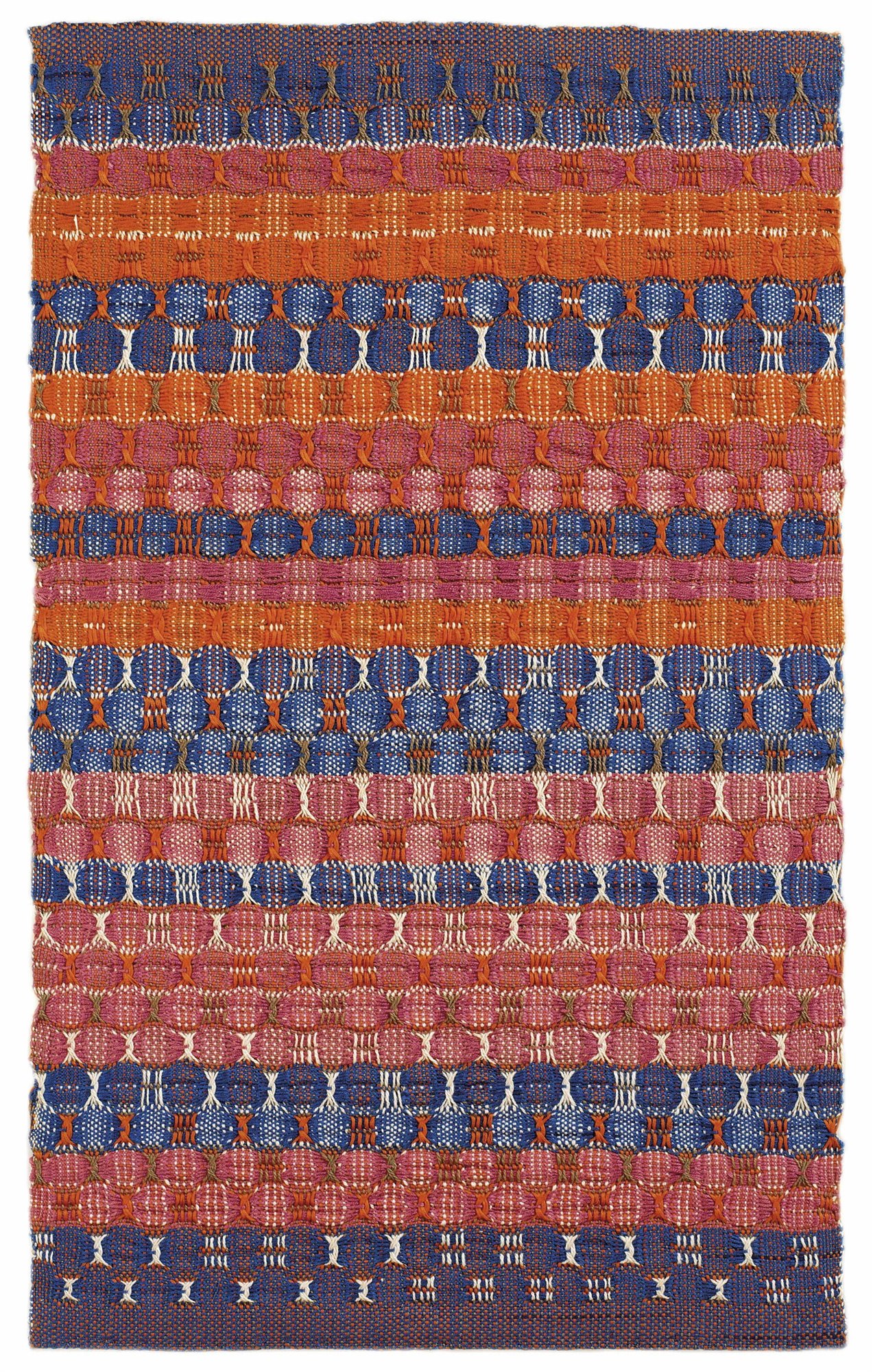 textil naranja rojo y azul de anni albers