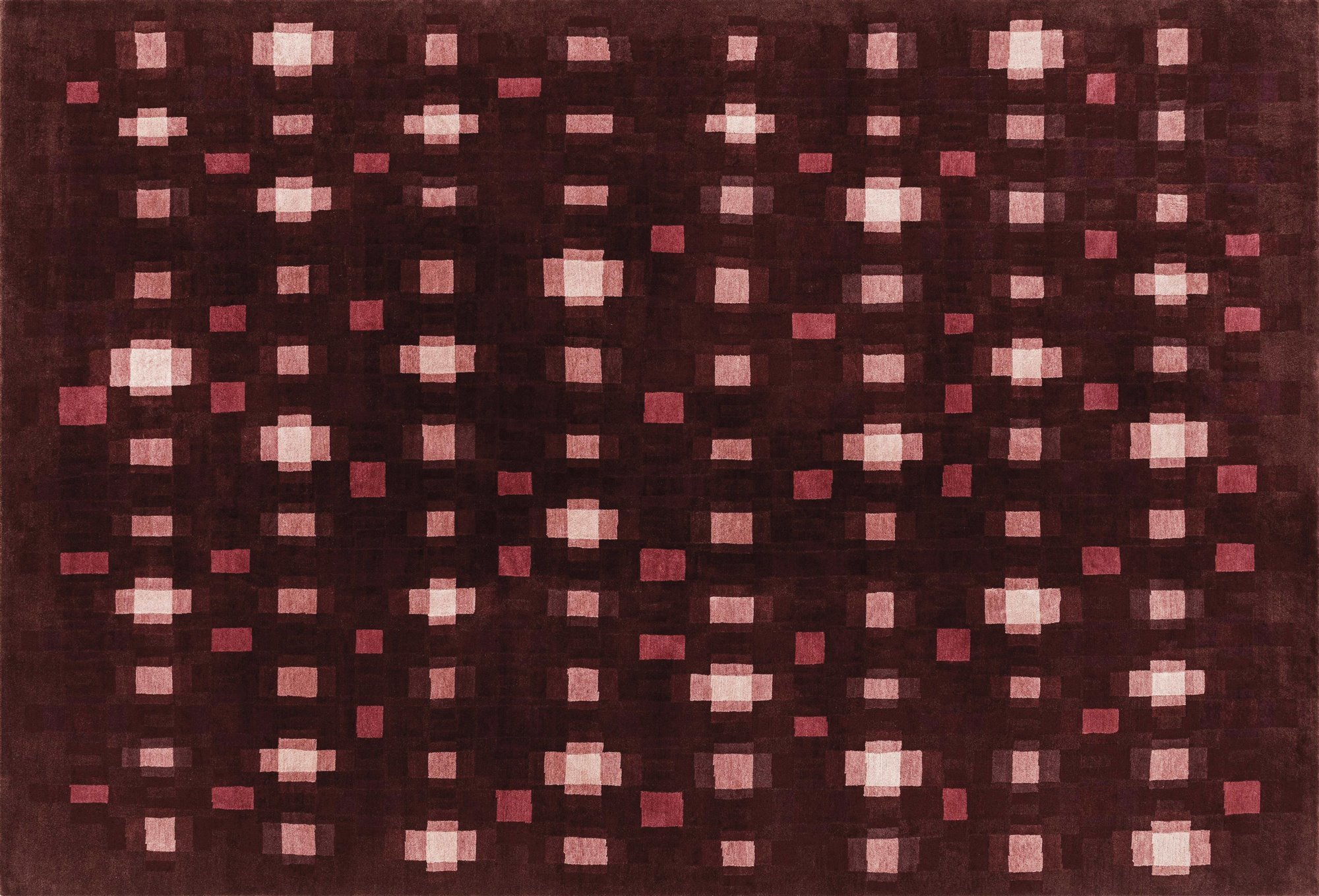 alfombra de lana roja y rosa con cuadros