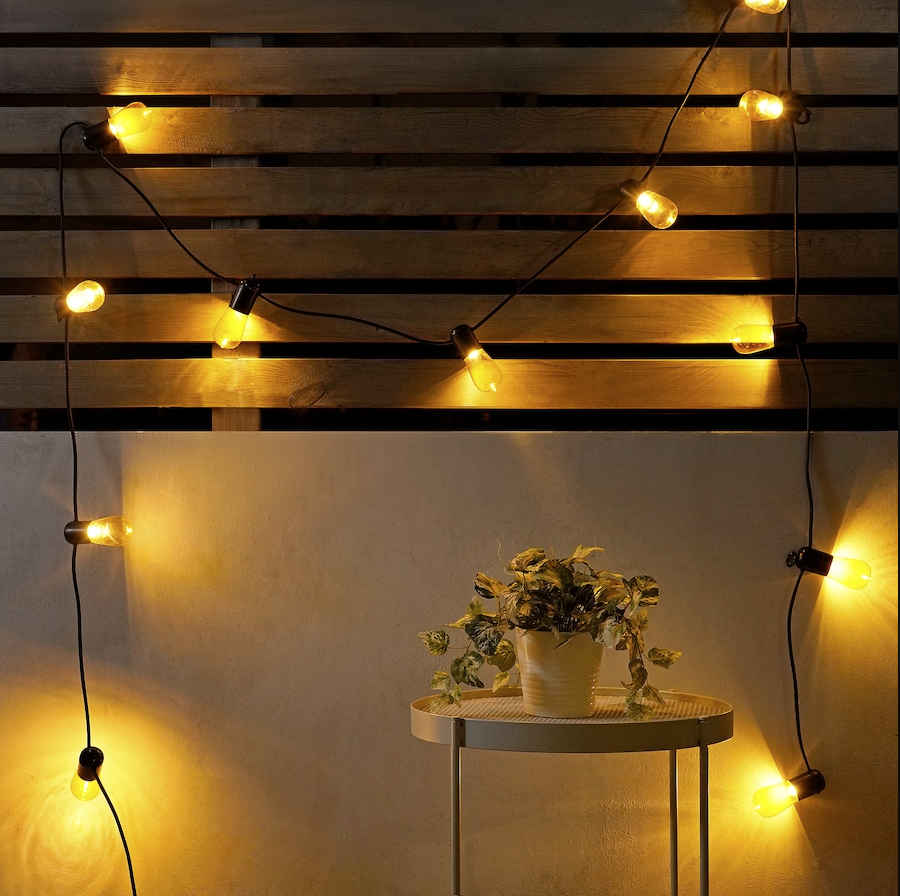 guirnalda luces exterior bombilla amarilla estilo industrial