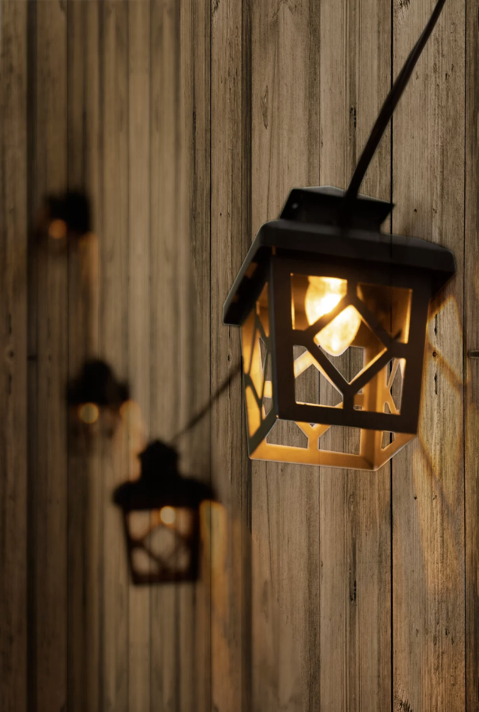 guirnalda luces exterior farolillo negro