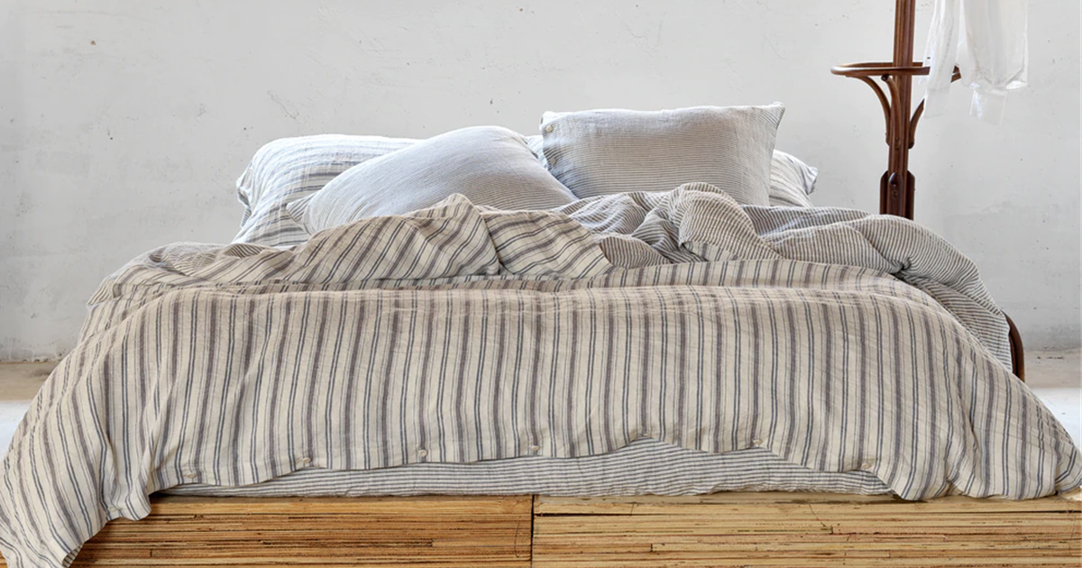 Tríptico de sábanas en algodón canvas LEON LINO desde capazo a