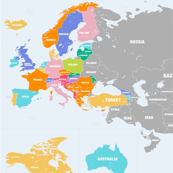 El mapa que indica el estilo arquitectónico favorito de cada país