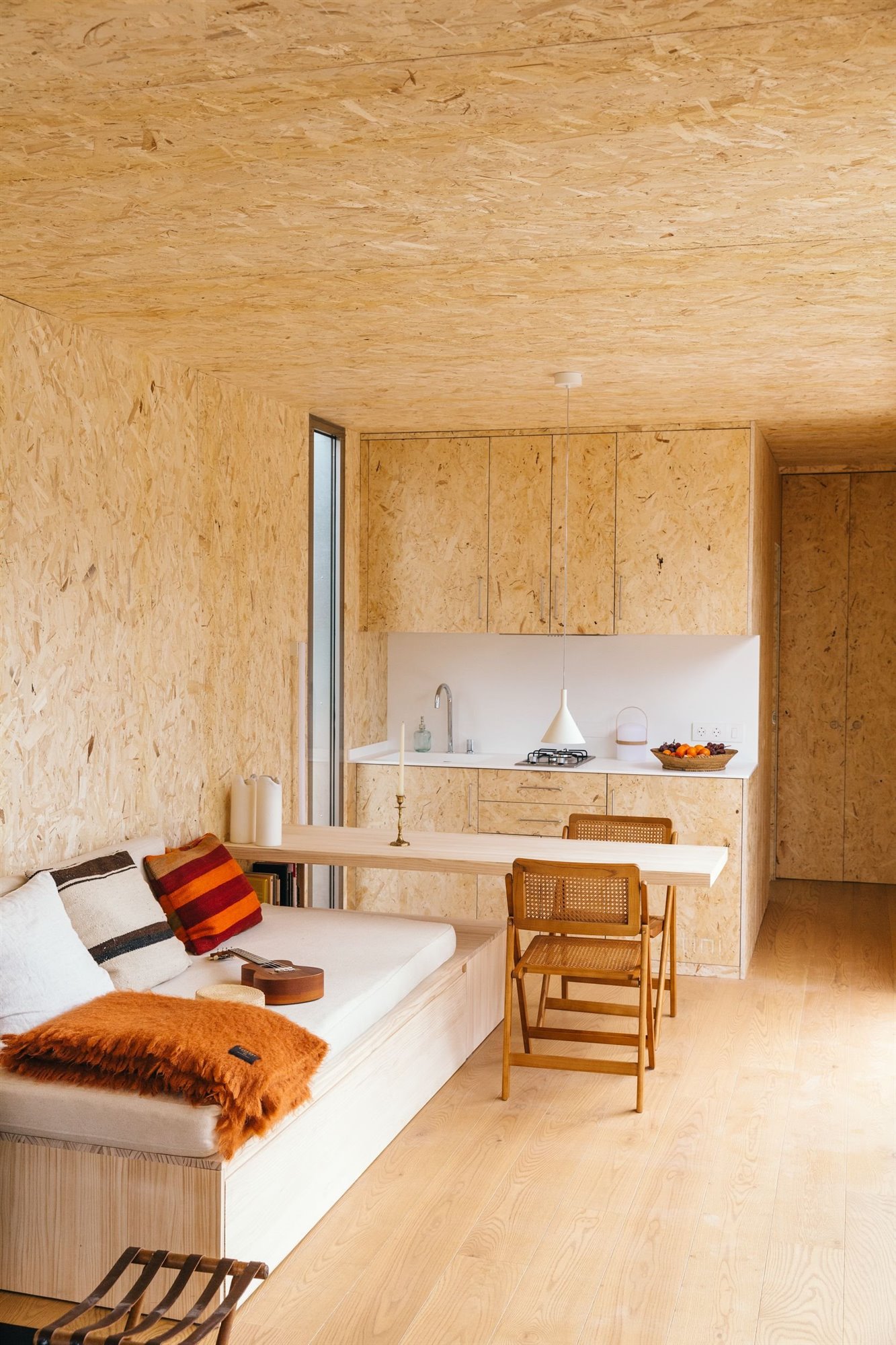 Cocina y salón de la tiny home