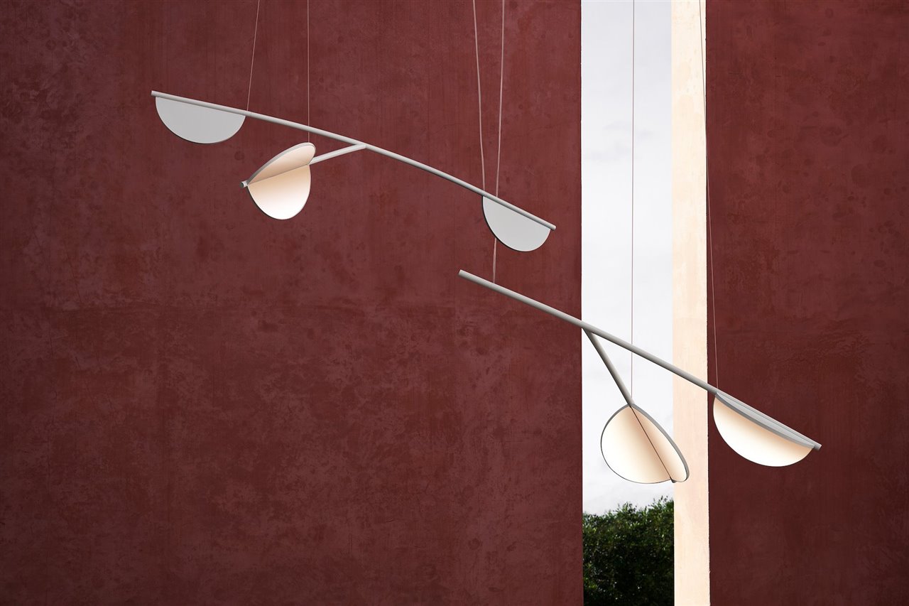 Almendra es un sistema modular de iluminación que, con sus formas y colores, evoca a un almendro.