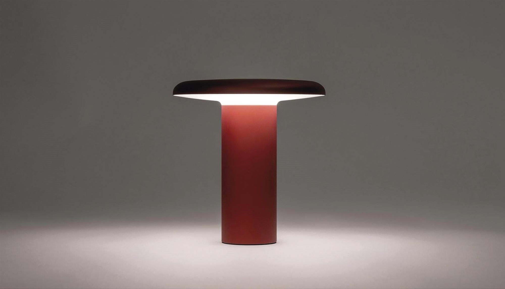 lámpara de mesa seta roja