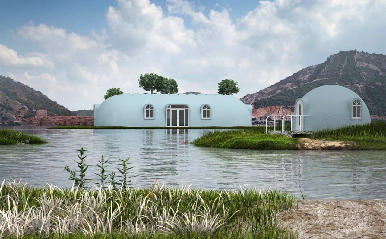 Las casas prefabricadas de Modern Gardening Landscape Engineering se caracterizan por sus formas redondeadas.