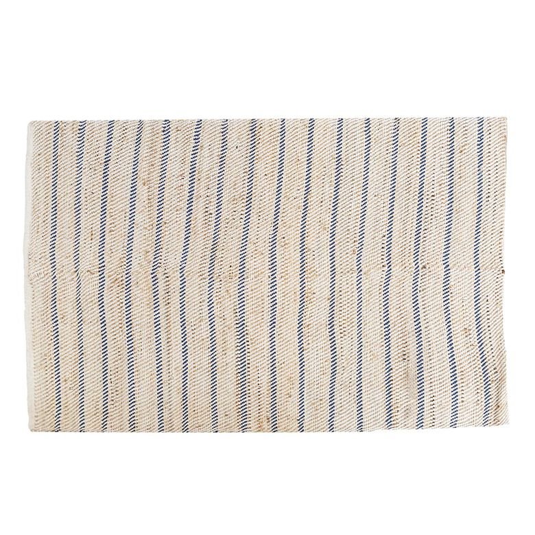 alfombra yute rayas beige y azul 