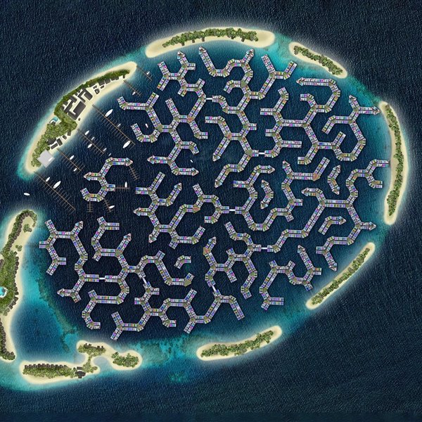 ¿Una ciudad flotante y sostenible? Tiene forma de cerebro y está en Maldivas