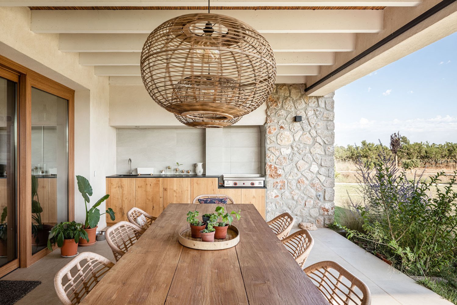 Mesa de Comedor de Interior y Exterior marrón de Acero para terraza