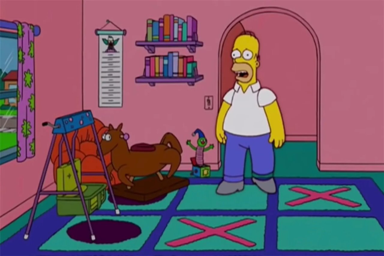 Homer en la sala de juegos fantasma.