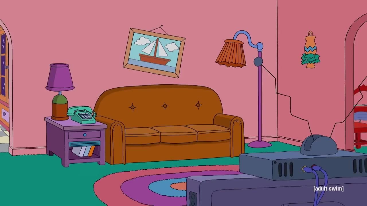 El cuadro torcido encima del sofá