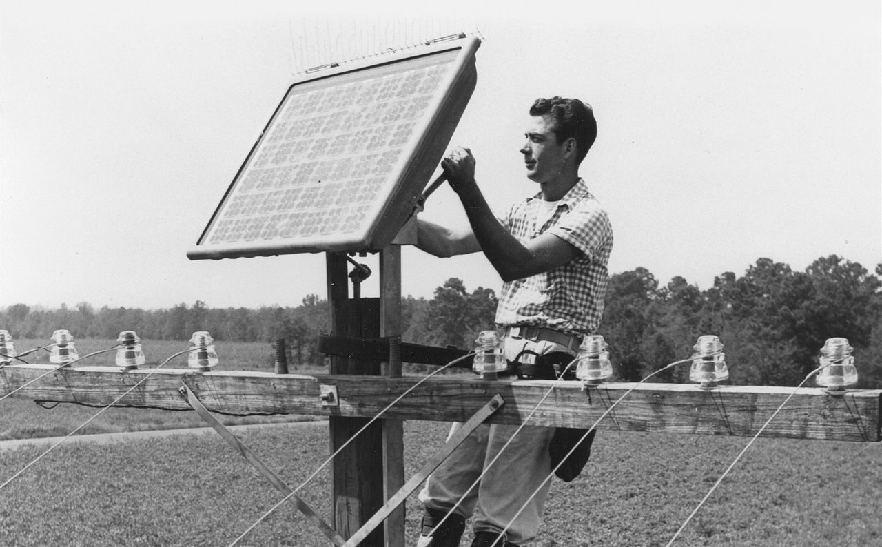 Panel solar de Bell Labs de los años cincuenta.