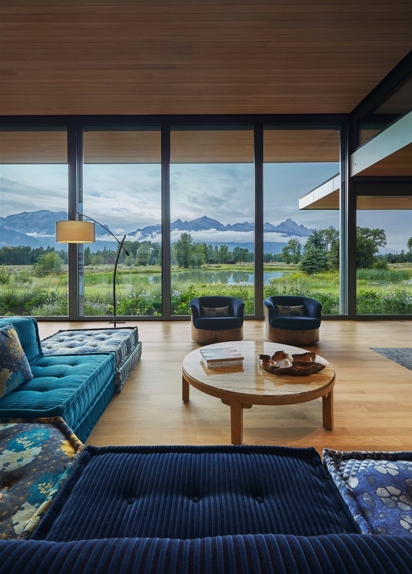salón sofá modular azul