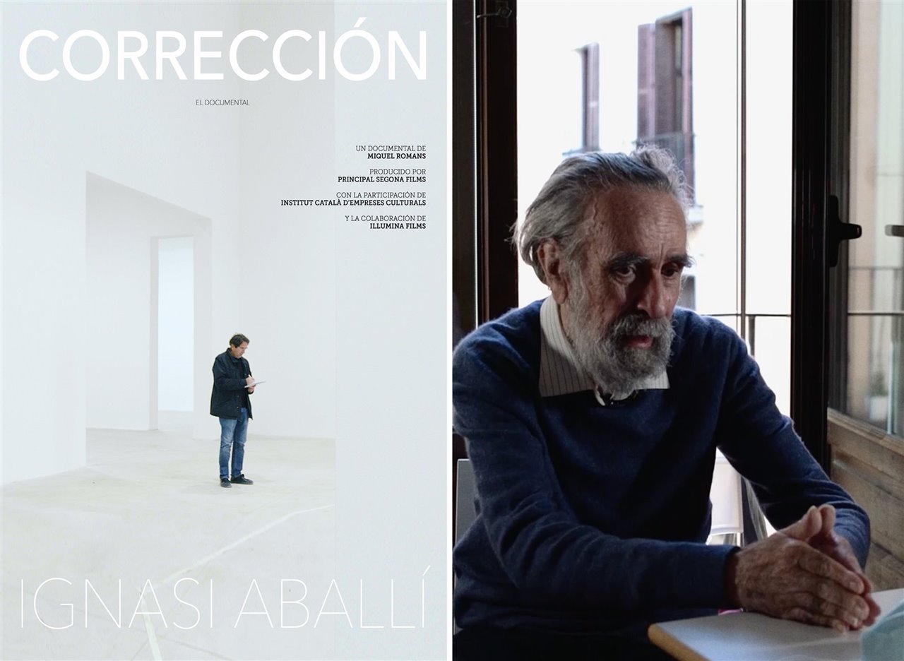 Ignasi Aballí en su proyecto para la Bienal de Venecia e Isidoro Valcarcel Medina, en plena conversación.