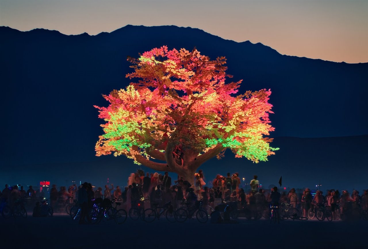 Instalación Tree of Ténéré en el festival Burning Man 2017, de Studio DRIFT.