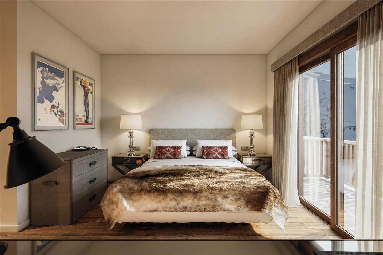 La madera está presente en las habitaciones, que tienen un ambiente cálido y confortable.