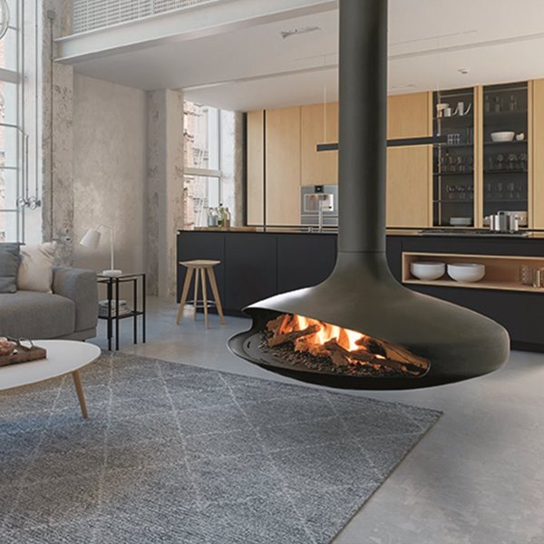 La versión de gas de la chimenea Gyrofocus con cero emisiones mantiene su mítico diseño.
