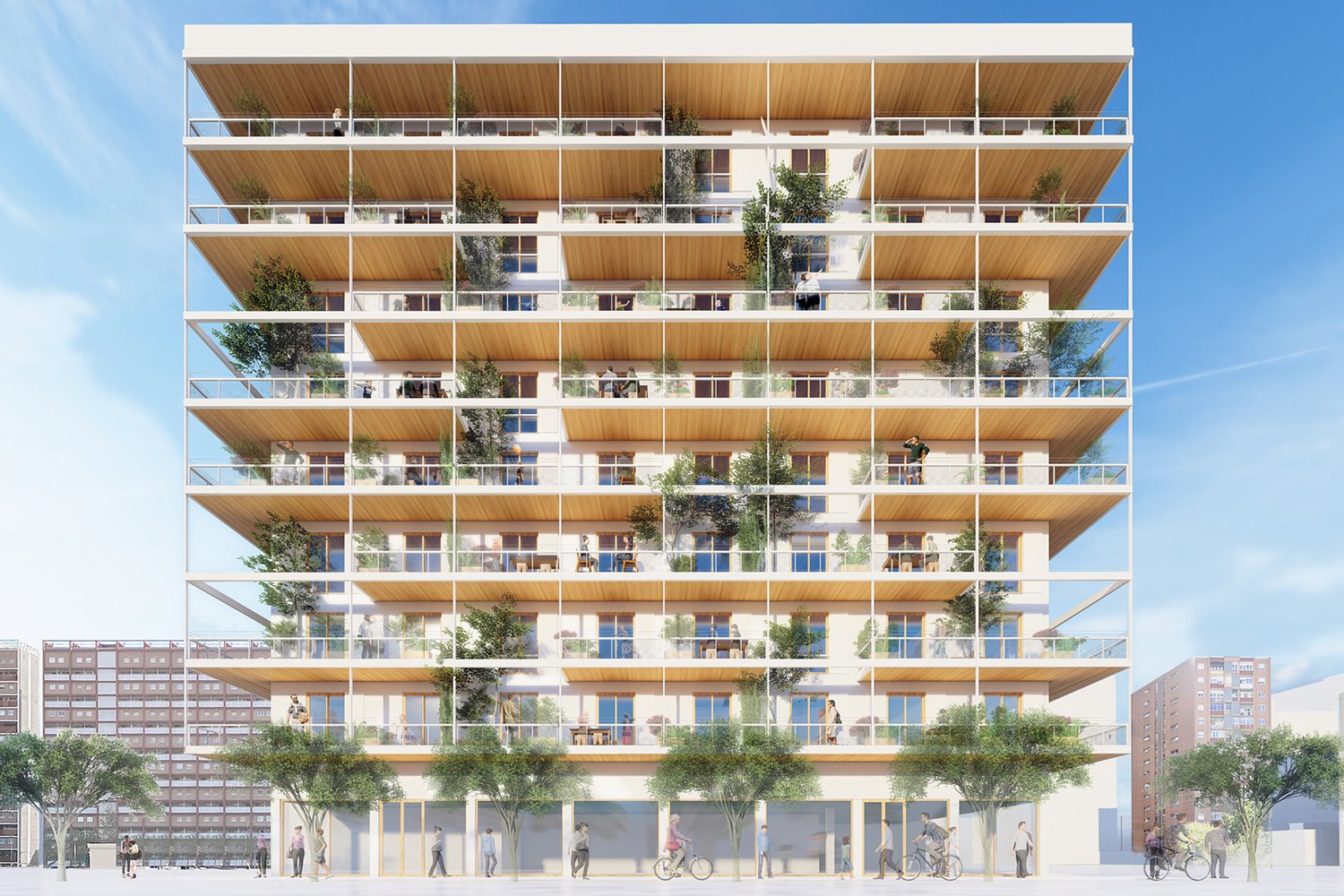 El edificio en La Verneda, diseñado por Guallart Architects y Daniel Ibañez, será la construcción de madera más alta de Catalunya.