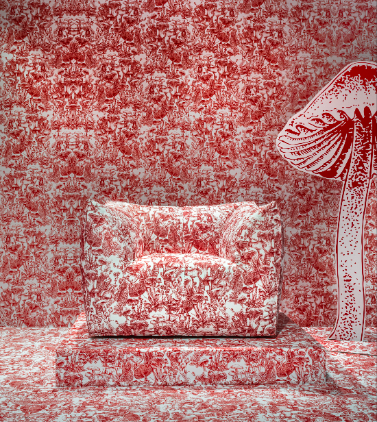 Sillón de B&B Italia con tapizado dibujado por Stella McCartney