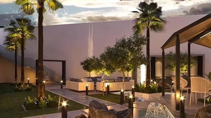 Jardín de la mansión en la que puede vivir el futbolista con su familia.