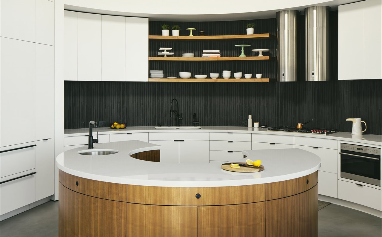 Cocina con isla circular. 