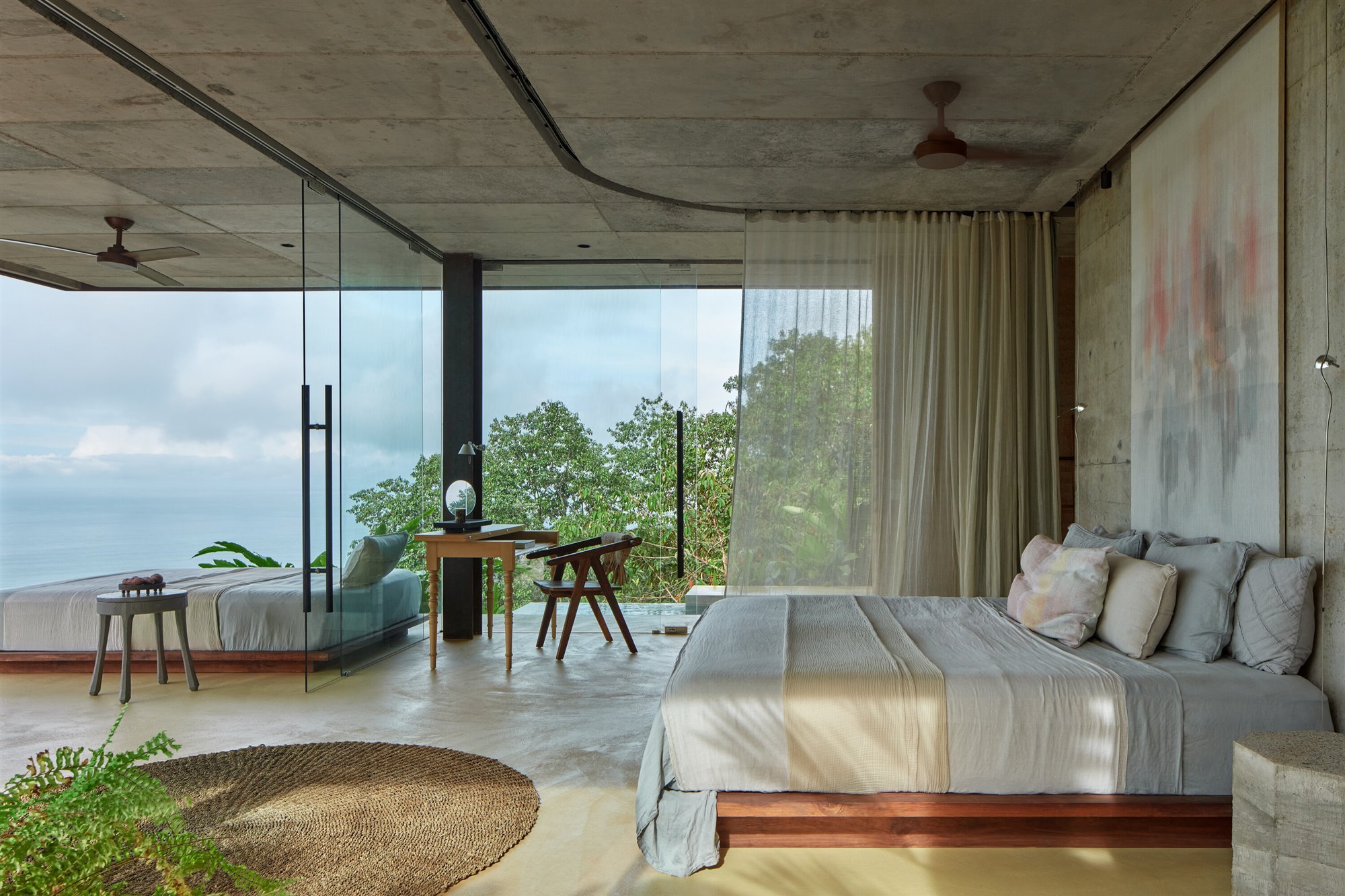 dormitorio vistas a la naturaleza hormigón