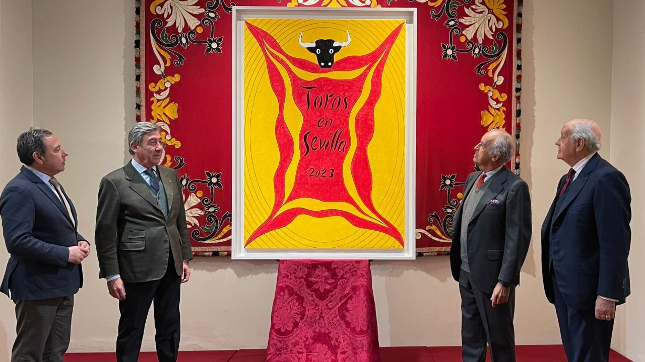 Es una composición pintada en acrílico sobre lienzo para anunciar los festejos que se celebrarán este año en Sevilla. 