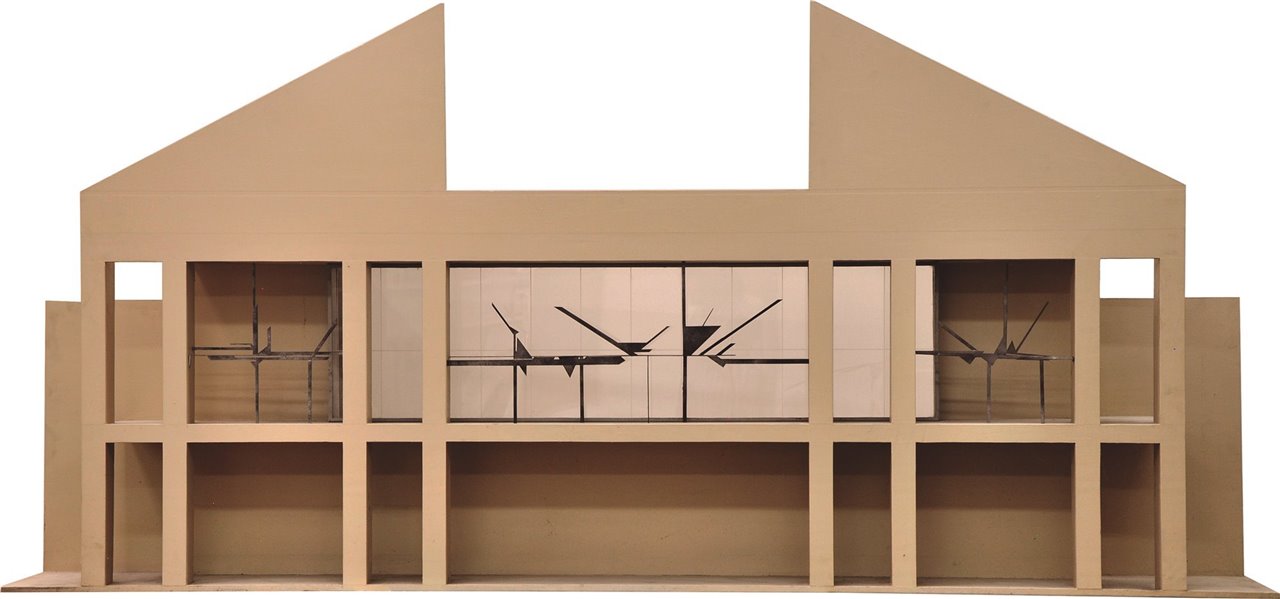 Sin título [Maqueta del proyecto para el Auditorio de Madrid], (1989). Madera y aluminio. 115 x 245 x 38 cm.