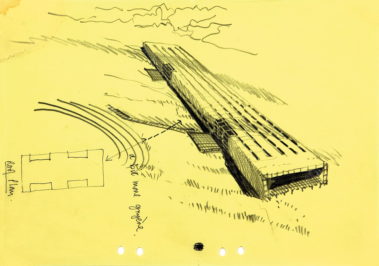 Dibujo para el centro Sainsbury para las Artes Visuales (1978). Cortesía de Norman Foster Foundation