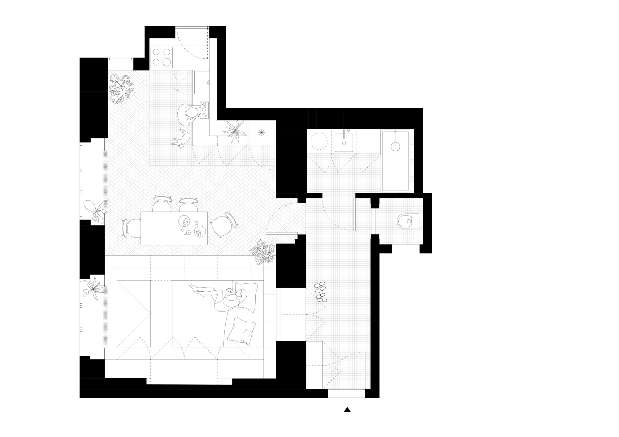 Plano apartamento pequeño 44 metros