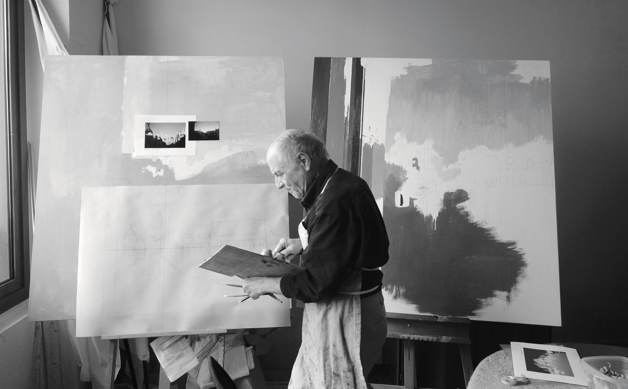 Antonio López pintando Gran Vía (2018)