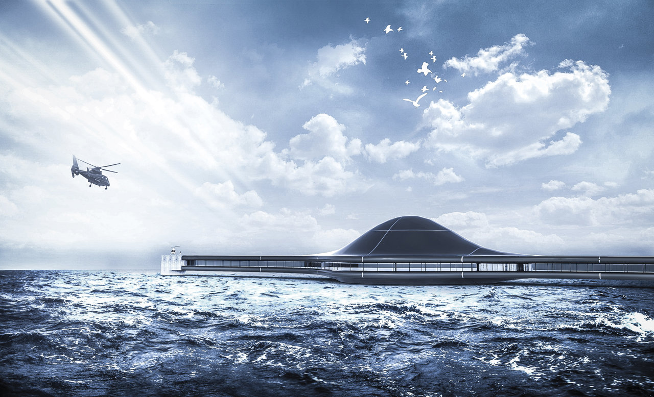 Concepto de hotel Nautila frente a la costa de Dubái