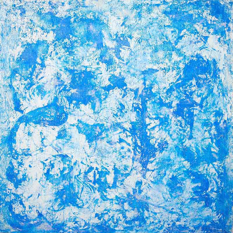 Aunque es conocida sobre todo por sus esculturas de hierro, la obra pictórica también ocupa un lugar destacado en el trabajo de la artista. En la imagen, cuadro "Azul".