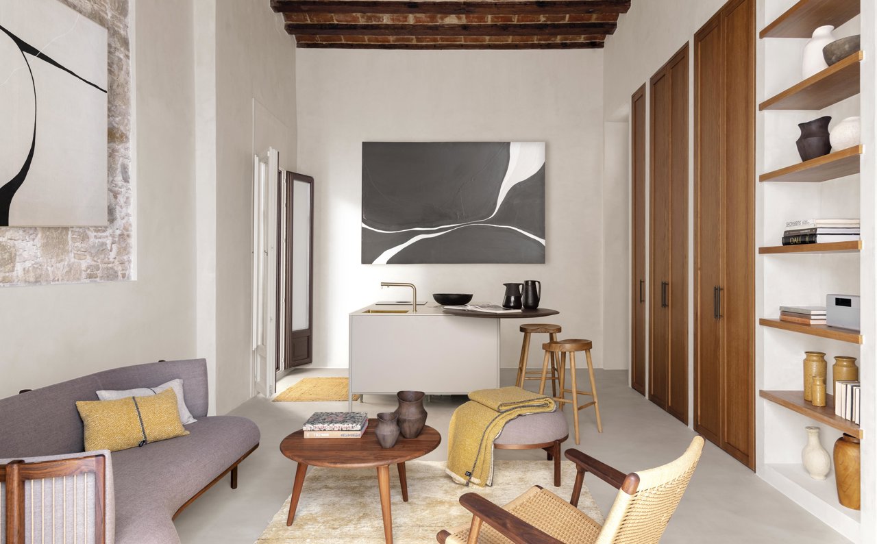 Salón y cocina de la vivienda
