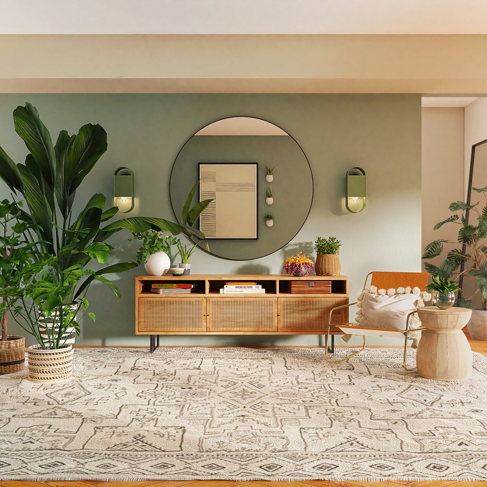 Materiales naturales y multitud de plantas son las claves para lograr una casa Forestcore.