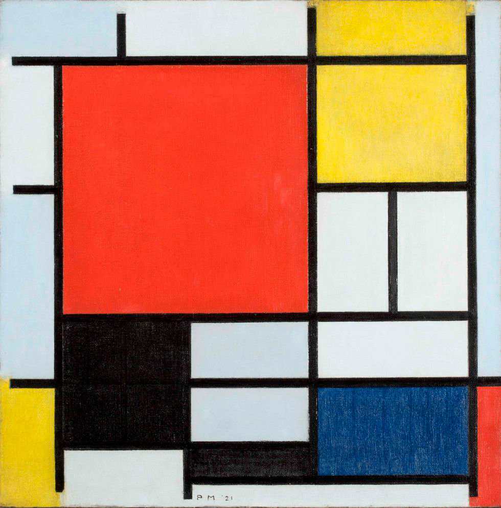 Composición en rojo, amarillo, azul, blanco y negro, Piet Mondrian, 1921 