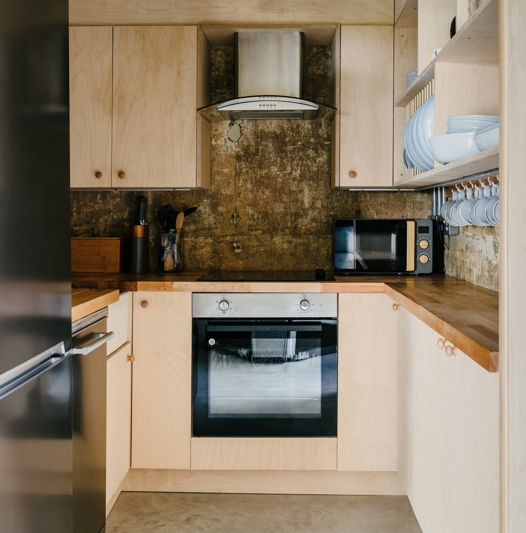 cocina madera hormigón