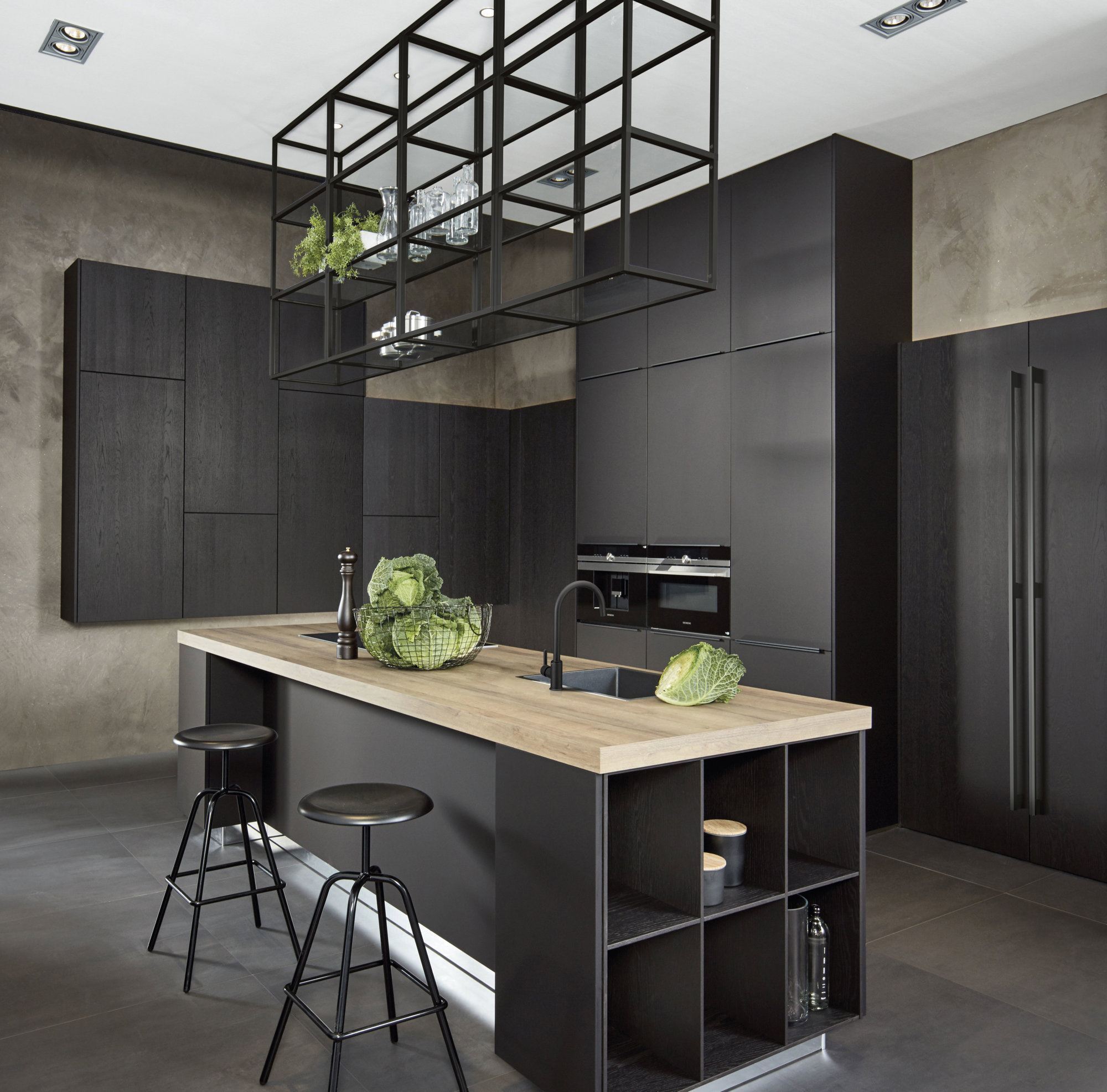 Cocina con isla y barra - Roca