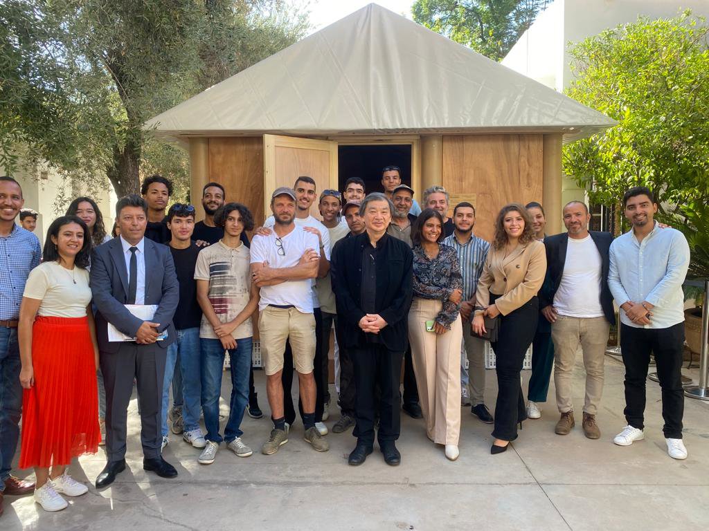 El arquitecto Shigeru ban durante la presentación del prototipo en Marrakech el pasado 28 de septiembre.