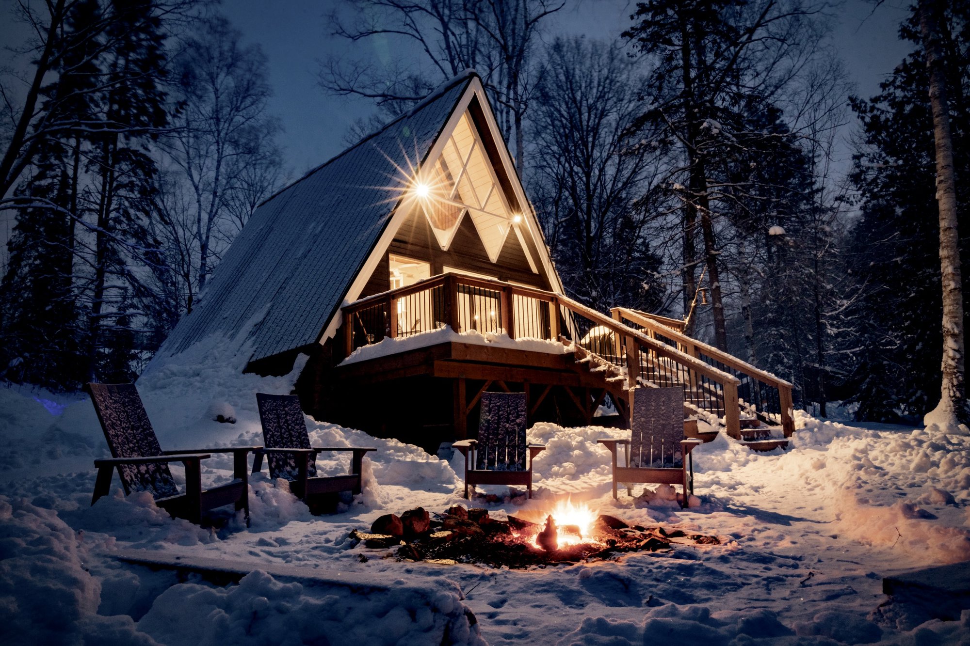 cabaña nieve madera 