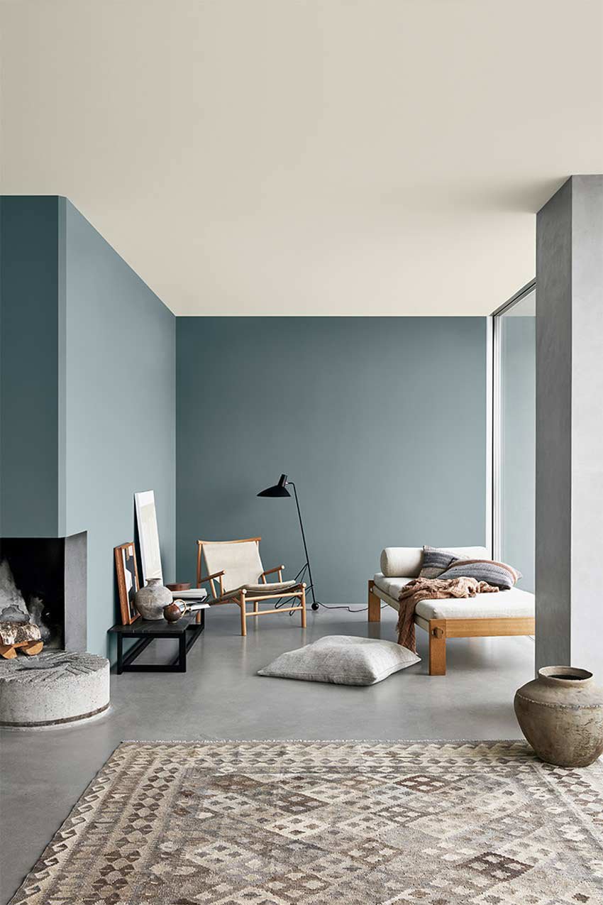 Salon con paredes en color azul